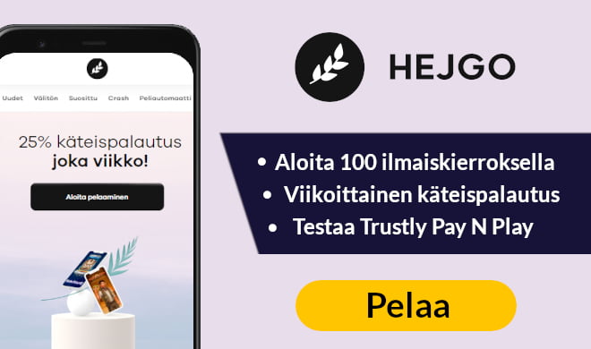 Nappaa nyt Hejgo Casinolta yli 5 000 pelin valikoima sekä 10% cashback