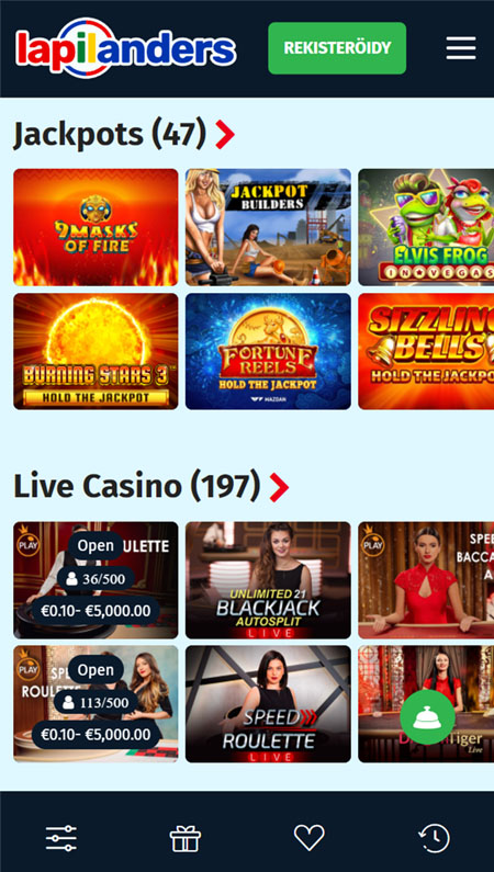 Lapilanders Casino toimii myös mobiilissa