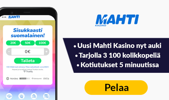 Mahti Kasino tarjoaa yli 3 100 peliä sekä kotiutukset tilille 5 minuutissa