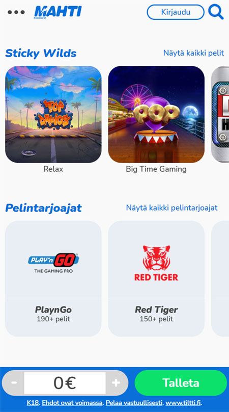 Pelit Mahti kasinolla sujuvat myös mobiilissa