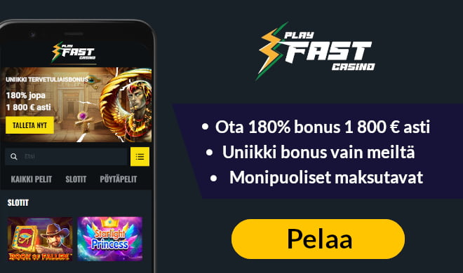 Kokeile Play Fast Casino sivua nyt 140% bonuksella 1 500 € asti