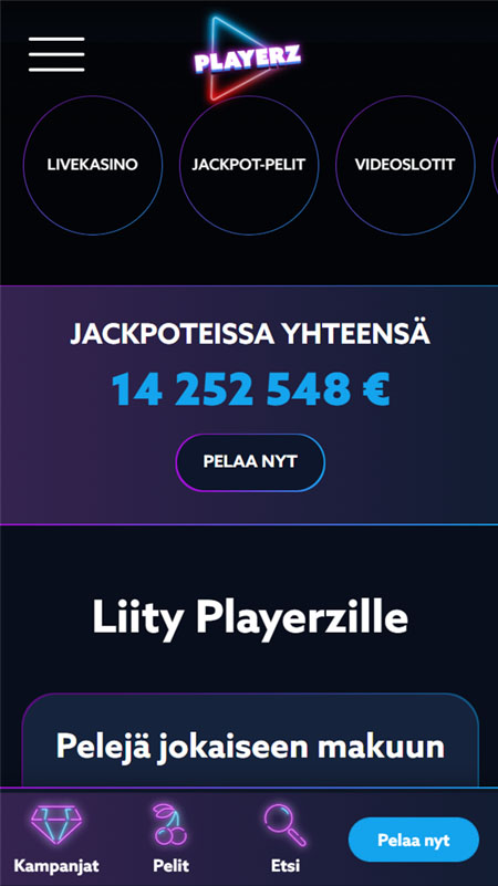 Playerz toimii näppärästi myös mobiilissa