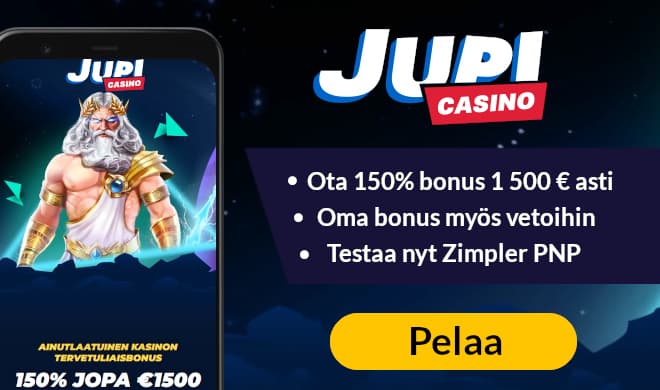 Jupi casino 120% bonus 600 € asti