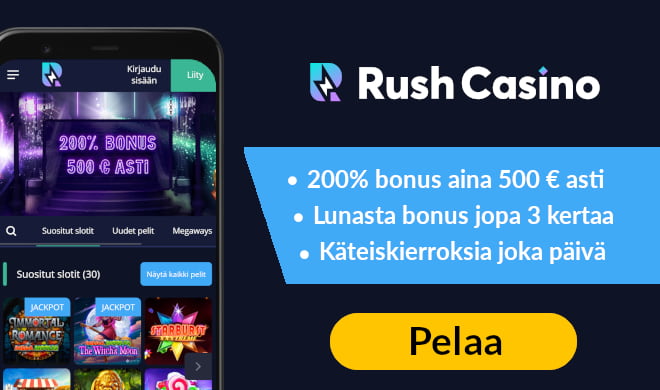 Rush Casino ja 200% bonus kolmella ensitalletuksella