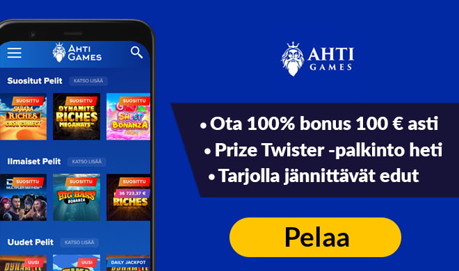 Uudet Ahti Games Casino asiakkaat voivat lunastaa 100% bonuksen aina 100 € asti