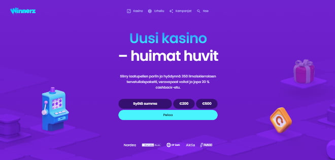 Winnerz Casinon aulasta pääsee heti tekemään talletuksen sivustolle