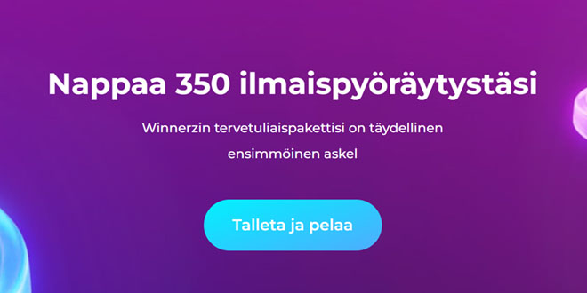 Winnerz Casino bonus tarjouksena toimii 350 kierroksen etu