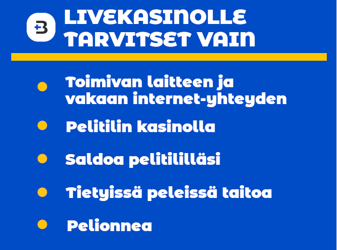 Mitä live kasino netissä vaatii pelaajalta?