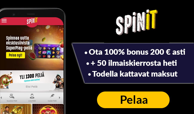 Juuri nyt Spinit Casino tuplaa uuden asiakkaan talletuksen aina 200 euroon asti