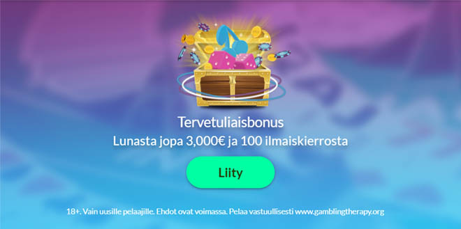 Spinni Casino bonus tuplaa talletuksen 500 € asti