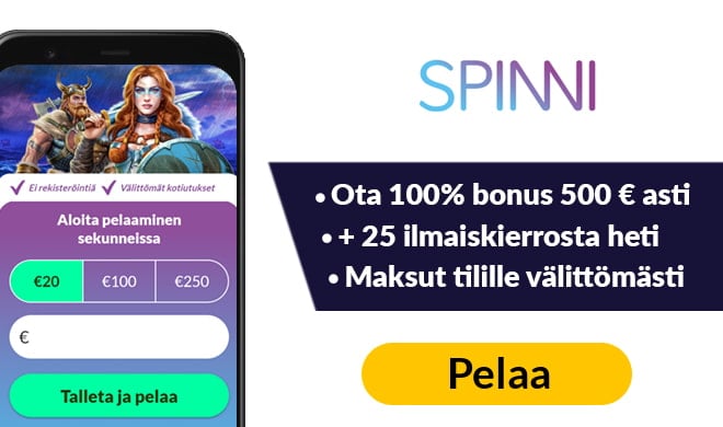 Tuplaa Spinni Casino ensitalletus aina 500 € asti