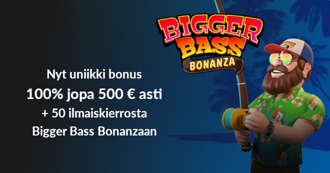 Nyt uniikki bonus 100% jopa 500 € asti sekä 50 ilmaiskierrosta.