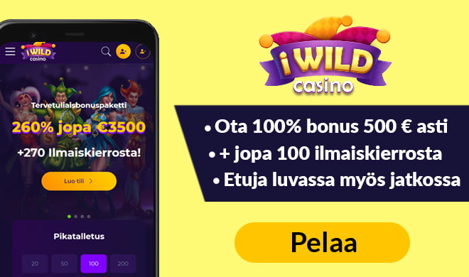 iWildCasino tuplaa ensitalletuksen jopa 500 € asti