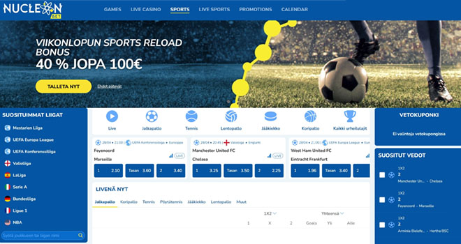 Nucleonbet tarjoaa myös mahdollisuuden asettaa vetoja