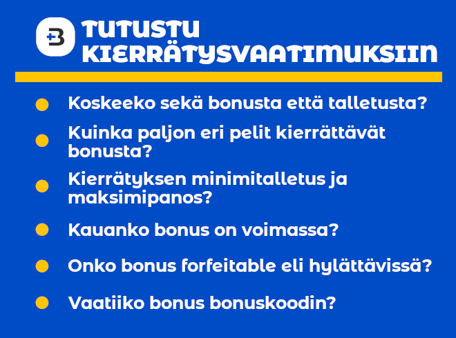 Mieti ennen pelaamista mikä on paras tapa kierrättää bonus.