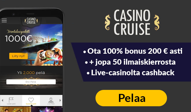 Casino Cruise tarjoaa 100% talletusbonuksen joka on voimassa aina 200 € asti