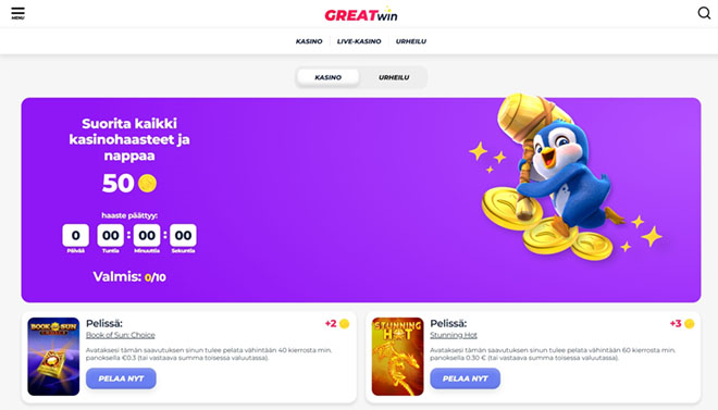 Greatwin Casino VIP-edut tempaavat mukaansa