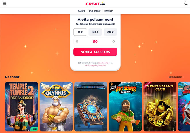 GreatWin casino tarjoaa loistavia kokemuksia