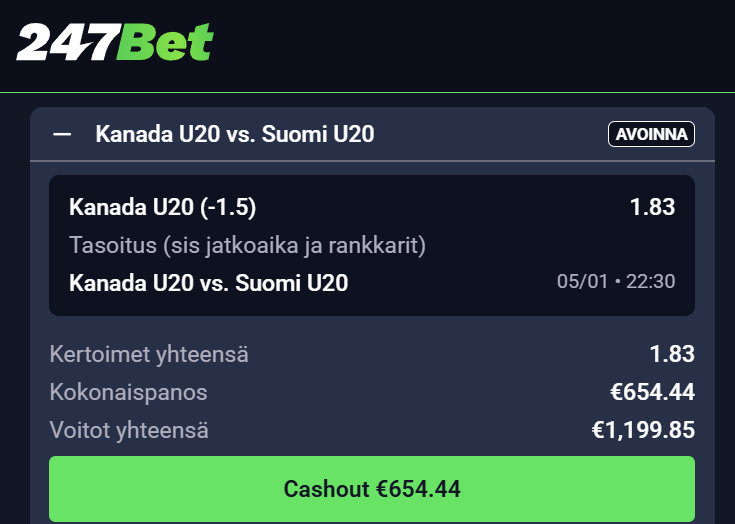 Kanada Suomi 2 maalin voitto vetokuponki