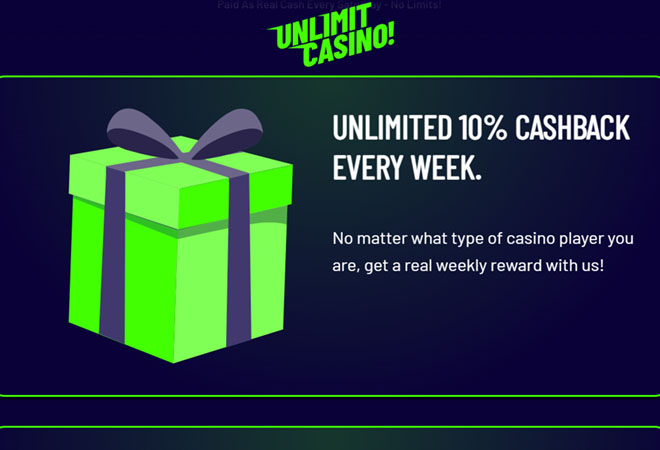 Unlimit Casino cashback etu