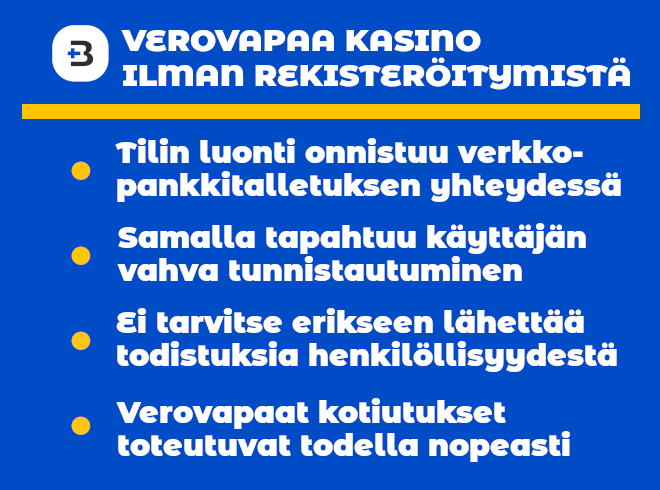 Verovapaa kasino ilman rekisteröitymistä maksaa verottomat voitot tilillesi nopeasti.