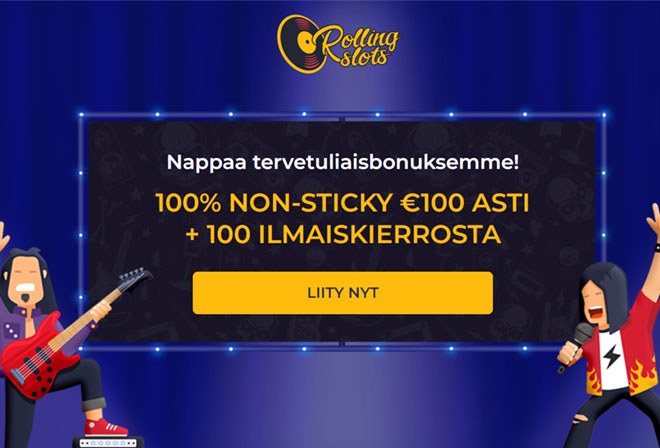 Rolling Slots Casino tuplaa ensimmäisen talletuksen