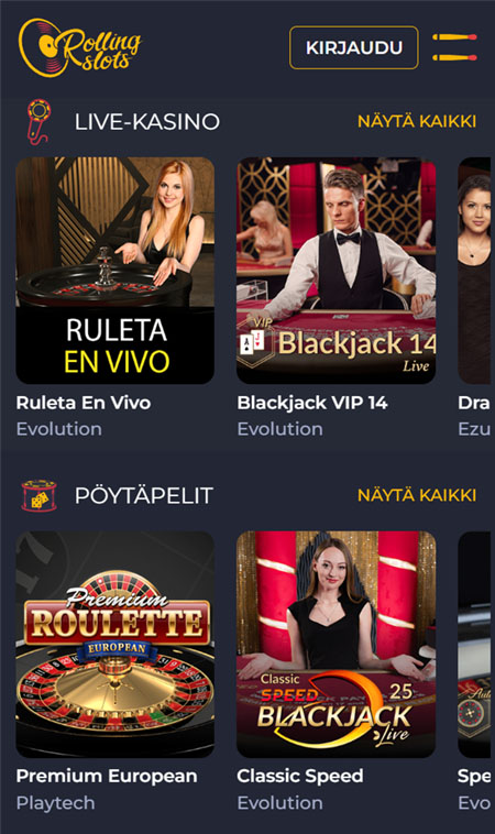 Rolling Slots toimii myös puhelimella