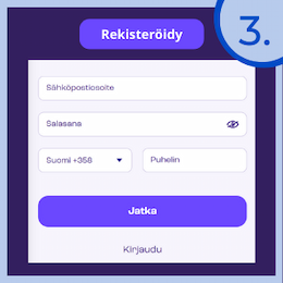 Suorita rekisteröityminen kasinolle.