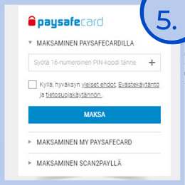 Syötä 16-numeroinen Paysafecard koodi.