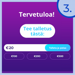 Valitse talletussumma ja seuraa ohjeita.