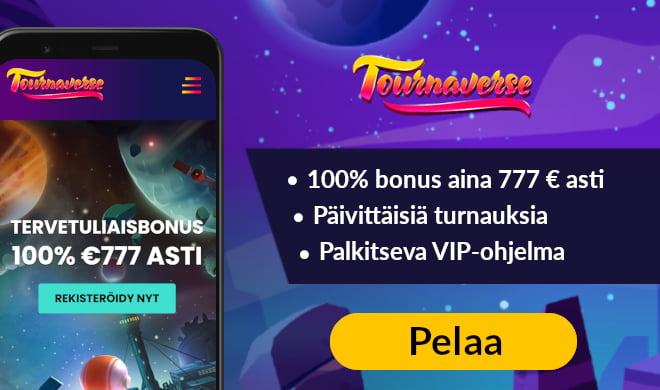 Tournaverse kasinon tervetulobonus tuplaa talletuksesi.