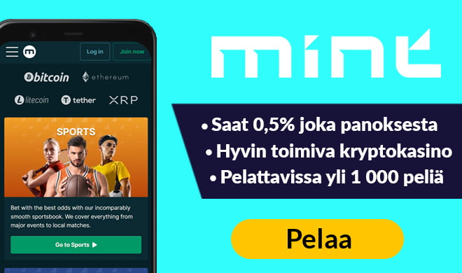 Kokeile Mint.io kasinoa 0,5% palautuksella