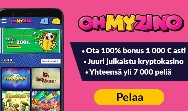 Oh My Zino Casino tarjoaa kolme 100% bonusta 1 000 € asti