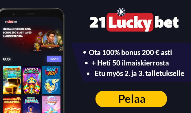 21luckybet Casino tarjoaa 100% bonuksen aina 100 € asti