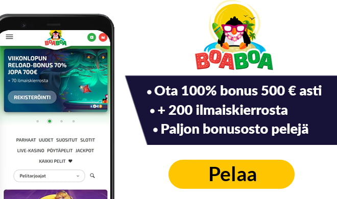 Boaboa casino tuplaa uusien asiakkaiden ensitalletuksen