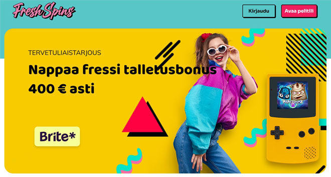 FreshSpins Casino tuplaa talletuksen 400 € asti