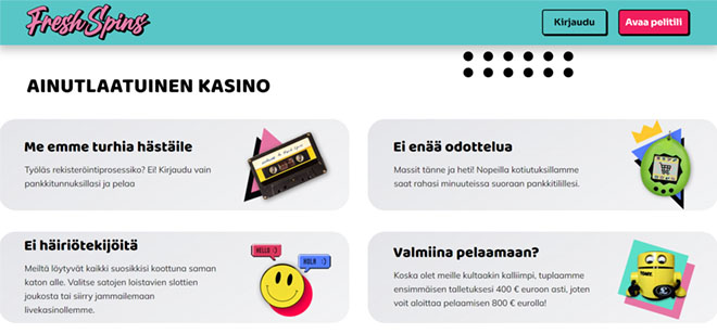 Freshspins tarjoaa nopeita etuja