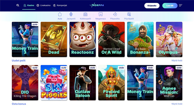 Norppa Kasinon aulasta löytyy tuhansia pelejä