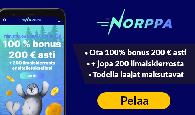 Norppa Kasino antaa mukavasti bonusta ja voit käyttää eri maksutapoja