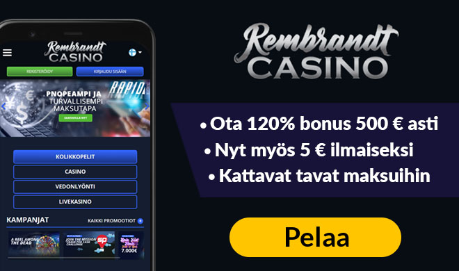 Rembrandt Casino tuplaa talletuksen aina 500 € asti