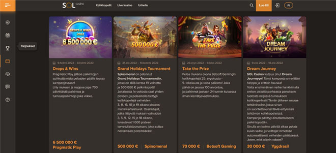 Sol Casino kampanjat auttavat sinua aktivoimaan bonuksia