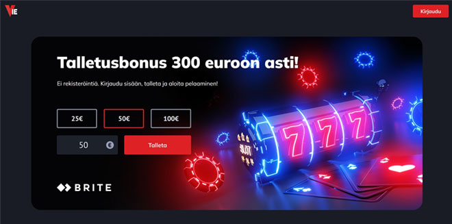 Vie.bet Casino tuplaa talletuksen