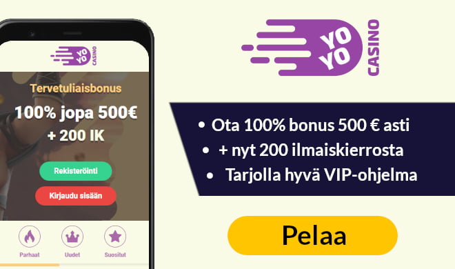 Yoyo casino tuplaa talletuksen 500 € asti