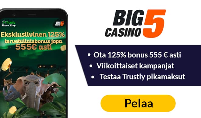 Kokeile Big 5 casinoa 100% bonuksella