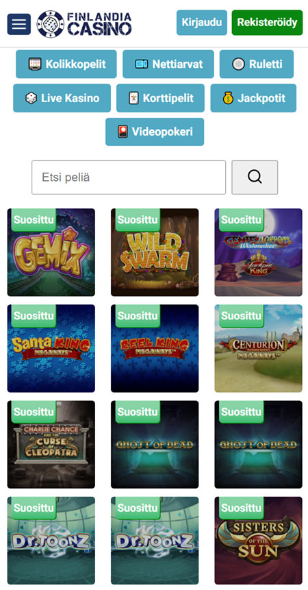 Finlandia kasino toimii näppärästi myös puhelimella