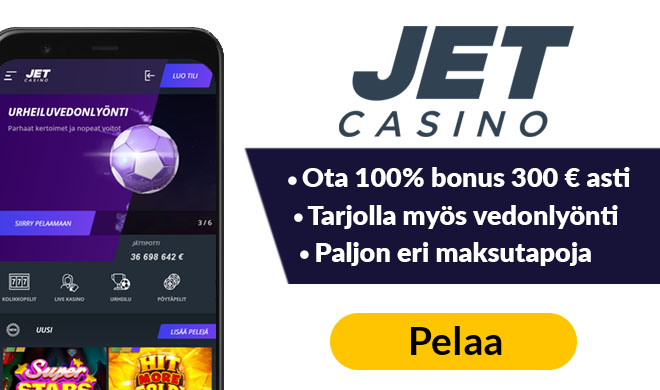 Tuplaa Jet Casino talletus aina 300 € asti