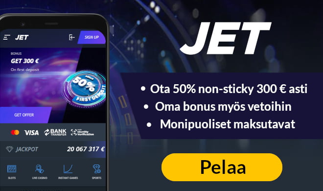 Tuplaa Jet Casino talletus aina 300 € asti