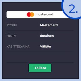 Valitse kasinon maksutavoista Mastercard.