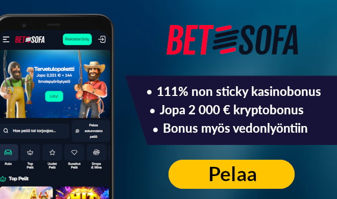 Ota BetSofa Casinolle ensitallettajan 111% bonus.
