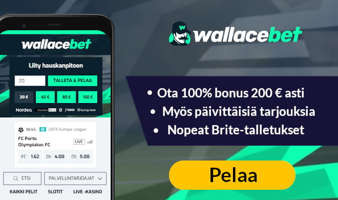 Nappaa 150% wallacebet bonus aina 150 € asti